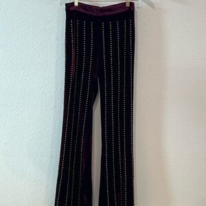 Rehab Burgundy Velvet Studded Flare Pants
